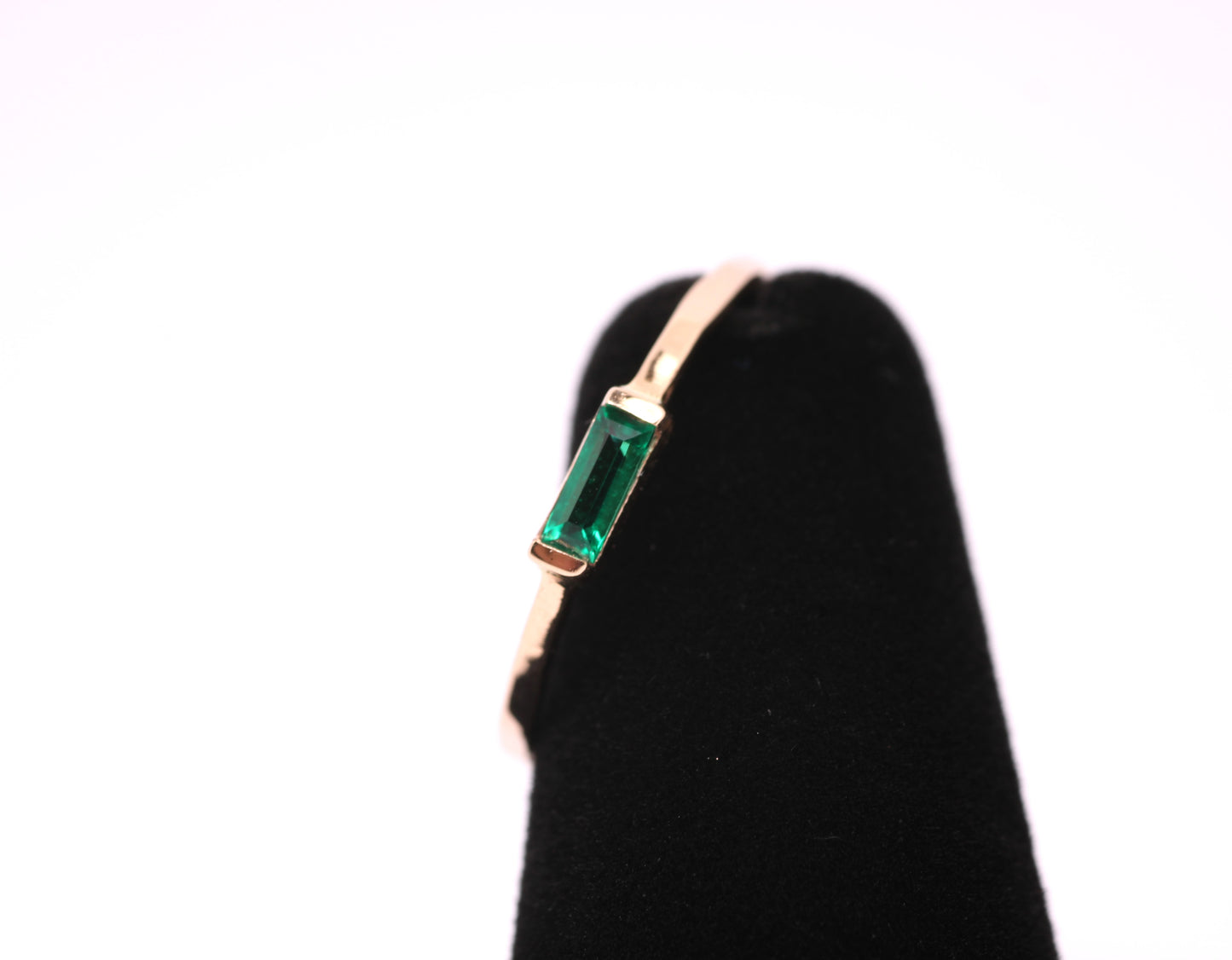 Solid 14k Gold Emerald Baguette Ring