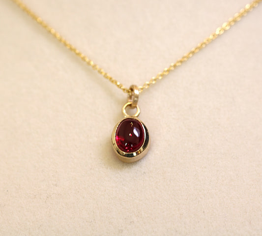 Solid 14k Gold Ruby Necklace